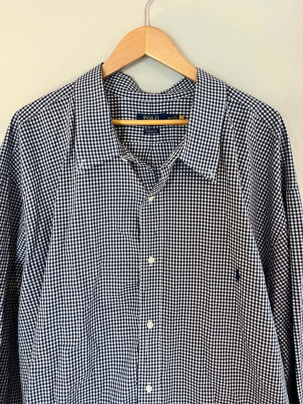 Polo Ralph Lauren, Big & Tall 4XLT, Classic Fit Gingham Blue Button Down, Preppy